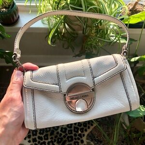 Michael Kors Vintage White Leather Shoulder Bag Wristlet Y2K